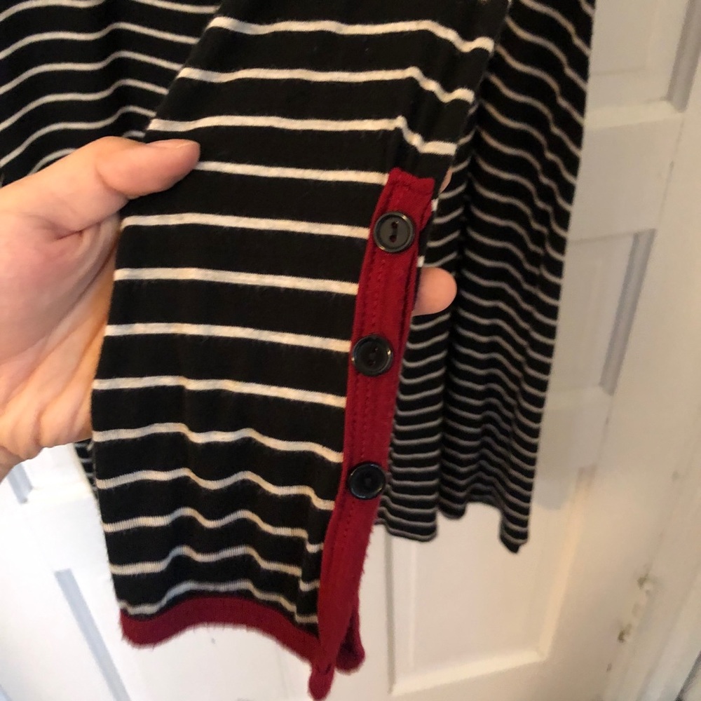 Striped Button Sleeve Dress - Picture 3 of 8